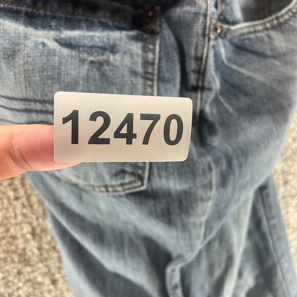 Express Jeans Mens 32x32 Blue Denim Pants Boot Cut Medium Wash Adult Cotton Logo - Picture 10 of 10